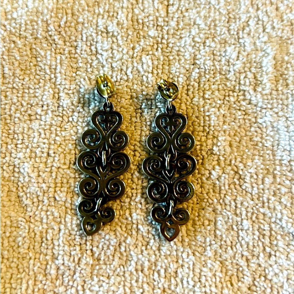 Retired James Avery Sterling Silver Spanish Scroll Lace Dangle Earrings!